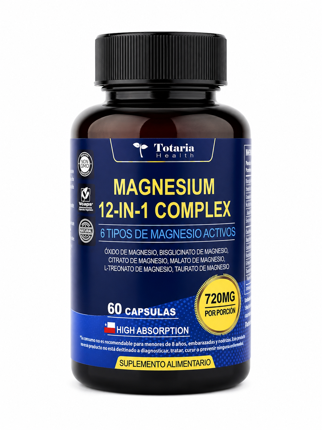 Magnesium 12-in-1 Complex, suplemento de magnesio, 60 cápsulas