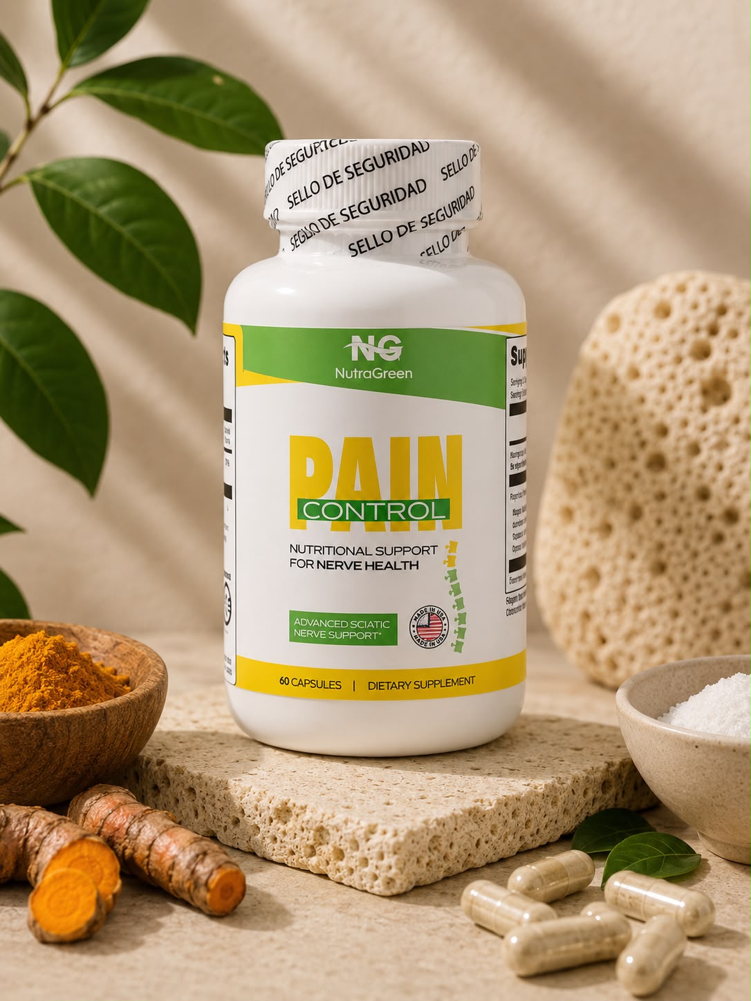 Pain Control suplemento con magnesio bisglicinato, 60 cápsulas